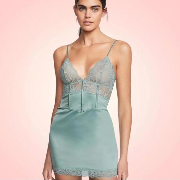 Victoria's Secret Seafoam Corset Slip and Modal Robe Set - Picture 1 of 8